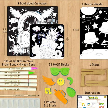 Imagimake DIY Neon Art Kit, 12 Creative Activities for Kids Ages 8+ - style: Neon Art Kit