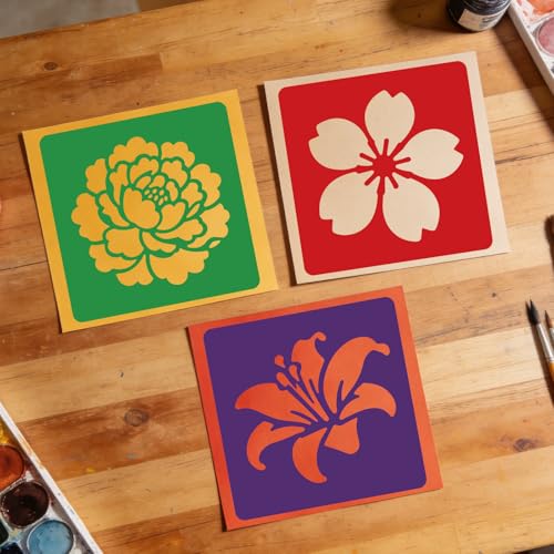 CUTHOLLOW 25 PCS Flowers and Insects Painting Shape Stencils Sets - style: 25pcs-Flowers and Insects Patterns