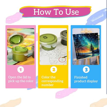 Starry Sky Paint by Numbers for Adults, Landscape Paint by Number on Canvas - color: MT12308