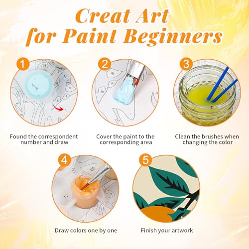 4 Pack Framed Paint by Numbers Kit for Adults, Tropical Fruit, 8 x 12 Inch - color: TRTDOP4F204