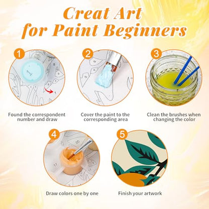4 Pack Framed Paint by Numbers Kit for Adults, Tropical Fruit, 8 x 12 Inch - color: TRTDOP4F204