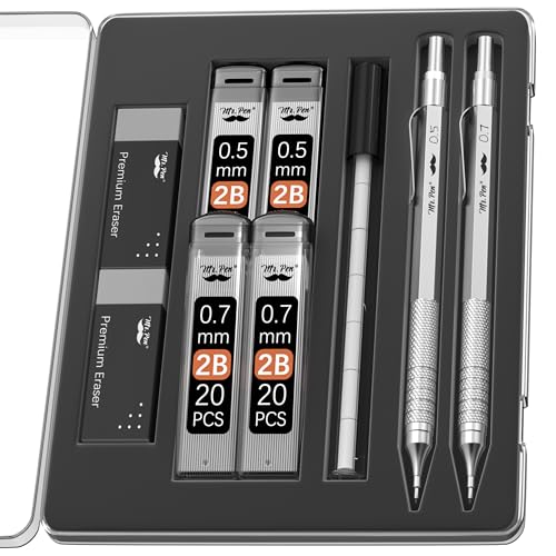 Mr. Pen- Metal Mechanical Pencil Set with Lead Refills & Erasers, 2 Pack
