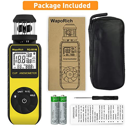 Wind Cup Anemometer 1.5-93MPH, Digital Wind Speed Meter RQ-881M