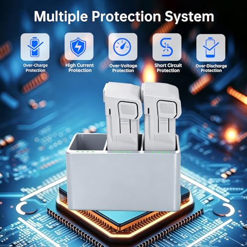 Mini 3 Pro Battery Charger Kit 2 Replacement Mini 4 Pro Drone Flight Batteries (3850mAh) and a 3 Bay Bidirectional Charging Hub Compatible with DJI Mini 3, 3 Pro, and 4 Pro Drones