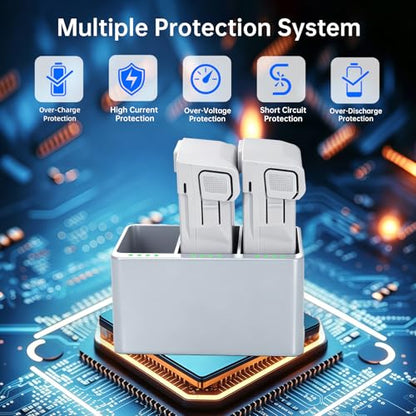 Mini 3 Pro Battery Charger Kit 2 Replacement Mini 4 Pro Drone Flight Batteries (3850mAh) and a 3 Bay Bidirectional Charging Hub Compatible with DJI Mini 3, 3 Pro, and 4 Pro Drones