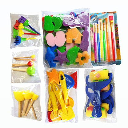 53 Pcs Paint Sponge Brush Sets, Kids Art Tool Kits, DIY Crafts Drawing Tools,Round Sponges,Color Randomly