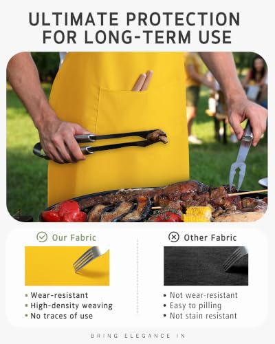 Syntus Chef Apron for Men Women with Pockets, Thick Grilling BBQ Apron - color: Yellow