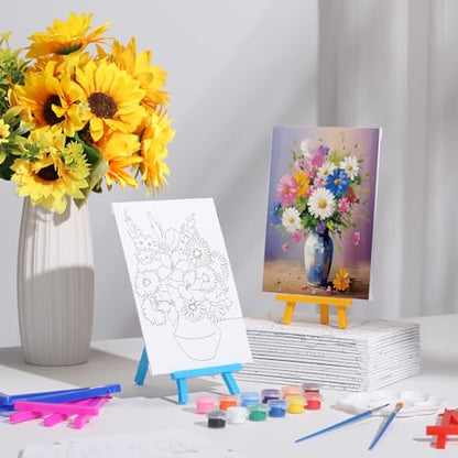 Blosssound 24 Pack Flower Scenery Pre Drawn Canvas to Paint Panels - style: Flower Scenery