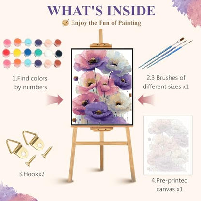 Paint by Numbers for Adults, Flower DIY Oil Painting Kit 16x20 Inch - color: PB471-1