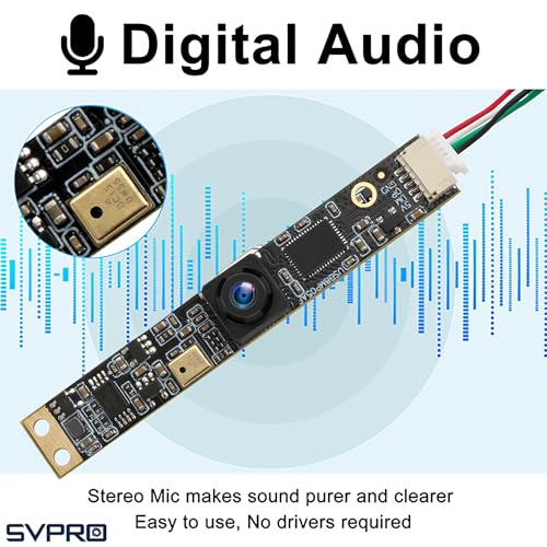 SVPRO 8MP USB Camera Module with Microphone, 102 Degree Wide Angle Laser Engraver Camera for Lightburn, Fixed Focus 4K UVC Webcam Board for Computer,Raspberry Pi