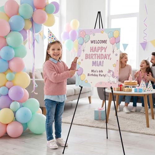Nicpro 6 Pack 63 Inches Easel Stand for Sign, Black, with Carry Bags