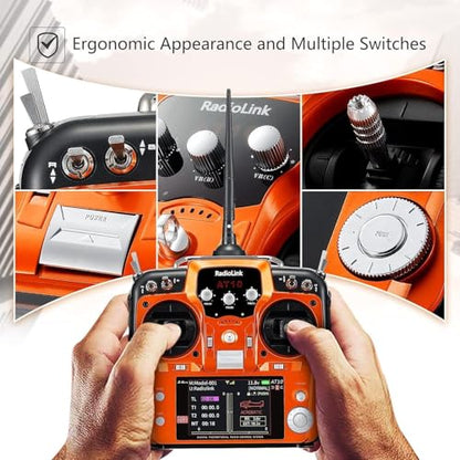 Radiolink AT10II 12CH 2.4G RC Transmitter and Receiver R12DS for Airplane - color: Orange
