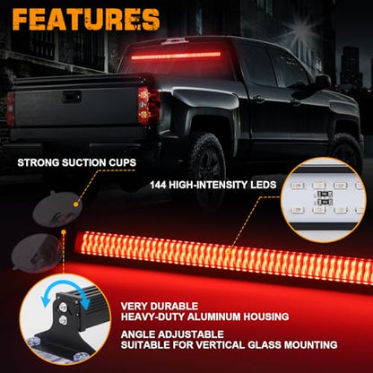 XRIDONSEN 35 inch Traffic Advisor Light Bar 144 LED Red Emergency Lights - color: Red
