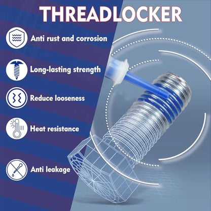 Thread Lock Blue and Red, Threadlocker Medium and High Strength, Thread Locker for Nuts, Bolts, Fasteners and Metals, Against Losening and Leakage (50 mlx2) - size: 50ml2pack