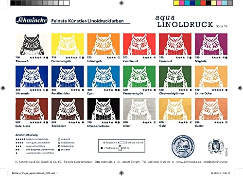 Schmincke Aqua lindoprint, Linoleum Printing Set 5 x 20 ml, 82 005 097