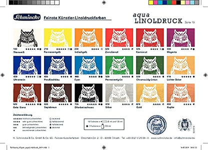 Schmincke Aqua lindoprint, Linoleum Printing Set 5 x 20 ml, 82 005 097
