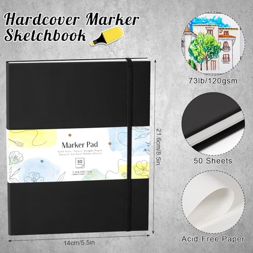 Marker Paper Pad 5.5 × 8.5 in, 50 Sheets, Spiral Bound, 120gsm - size: 5.5×8.5 Inch (50 Sheets )