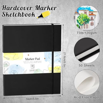 Marker Paper Pad 5.5 × 8.5 in, 50 Sheets, Spiral Bound, 120gsm - size: 5.5×8.5 Inch (50 Sheets )