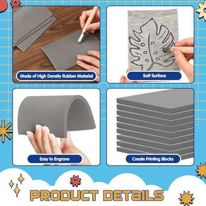 MotiMind 24 Pcs 4"x6" Linoleum Block Rubber Stamp Carving Blocks