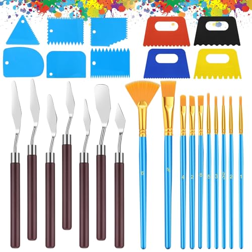 EEEKit Palette Knife for Acrylic Painting: 27PCS-Painting Tool with Brushes