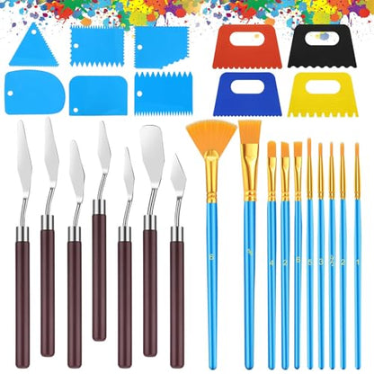 EEEKit Palette Knife for Acrylic Painting: 27PCS-Painting Tool with Brushes