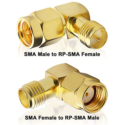 Right Angle SMA to RP-SMA Adapter Kit 4-Pack, 50 Ohm - size: 4-pack right angle sma to rp-sma