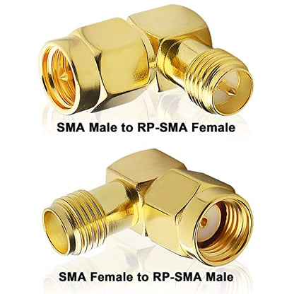 Right Angle SMA to RP-SMA Adapter Kit 4-Pack, 50 Ohm - size: 4-pack right angle sma to rp-sma