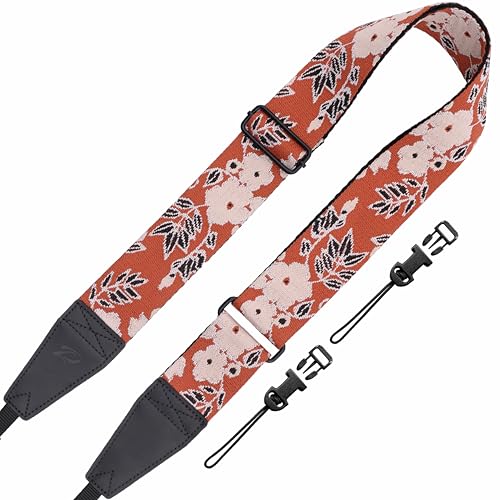 Padwa Lifestyle Extra Long Adjustable Camera Strap for Photographers - 2" Wide Full Grain Cowhide Leather Ends Camera Straps with Quick Release for All Cameras,Binoculars(Brown Flower) - color: Z# - Brown Flower, size: Adjustable 38~66 inch / 2 inch Wide