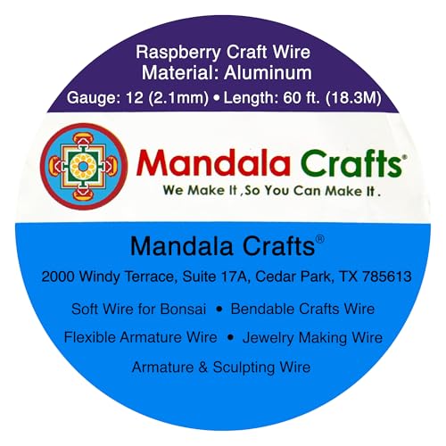 Mandala Crafts 12 Gauge Raspberry Anodized Aluminum Craft Wire, 60 FT - color: Raspberry, size: 12 Gauge