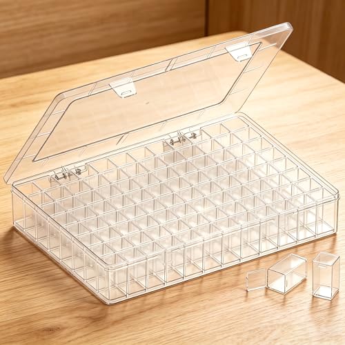 Newly Upgraded Transparent Large Capacity Diamond Painting Storage Containers,96 Grid Craft Organizers and Storage, Suitable for Nail Art, Necklaces, Bead Storage Containers - style: 96 large bottle