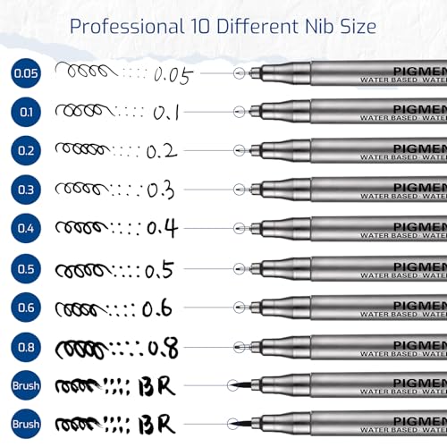Matthiola Precision Black Micro Pen - Waterproof Archival ink, For Multiliner - Sketching, Anime, Illustration, Technical Drawing, Office Documents&Scrapbooking, 10Pcs/Set
