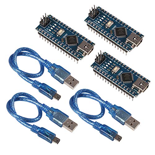 AITRIP 3pcs for Arduino Mini Nano V3.0 ATmega328P 5V 16M Micro Controller Board Module with 3pcs USB Cable Compatible with Arduino IDE - color: 3PCS