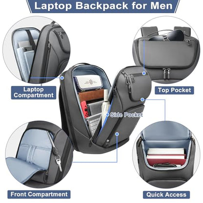 hk Business Smart Backpack for Men Anti-Theft for 17.3 Inch Laptop - color: Grey