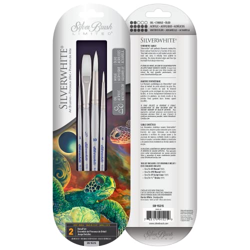 Silver Brush Limited Silverwhite Detail Watercolor Paintbrush Set, 4pc - style: 4 Pc, Detail Set