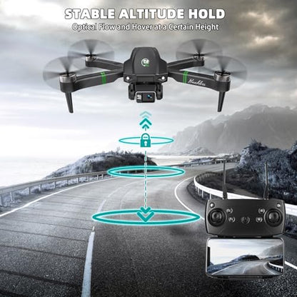 Drones with Camera for Adults 4K 1080P, Mini Drone with Camera, Altitude Hold, One Key Take Off/Landing, Headless Mode, 3D Flip, 3 Speed Mode, Foldable Remote Control Drone with 2 Batteries for Beginners