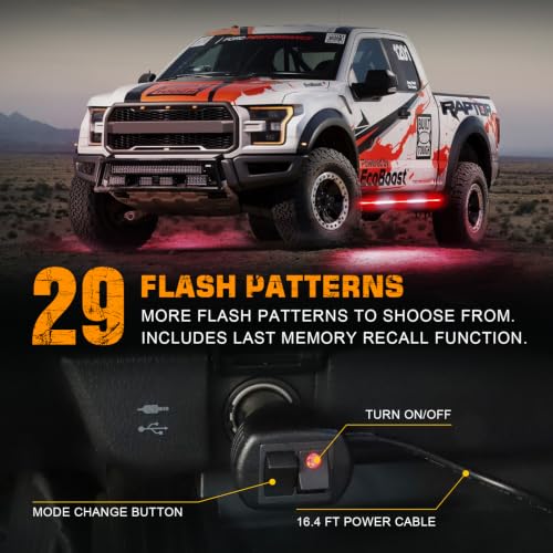 XRIDONSEN 2X 60 inch Running Board Emergency Lights 720 LED Strobe Lights - color: Red/White