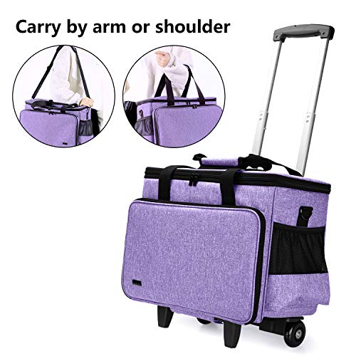 Yarwo Upgraded Rolling Craft Bag with Detachable Trolley and Multi-Pockets - color: Purple