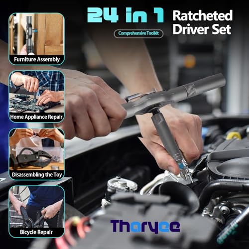 24 in 1 Magnetic Ratcheting Screwdriver Set with Detachable Handle