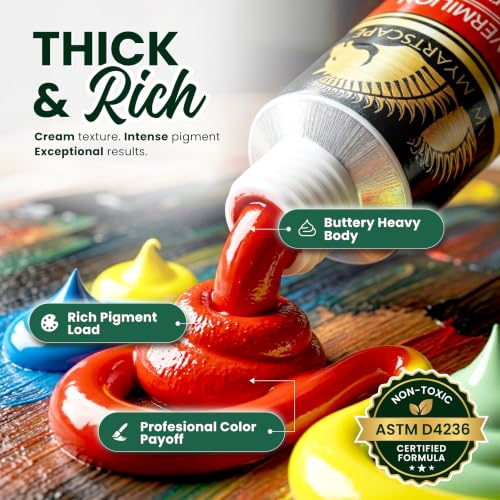 MyArtscape Heavy Body Acrylic Paint Set - 48 x 12ml Acrylic Paint