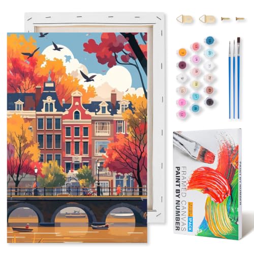 Kalonyth City Framed Paint by Numbers Kit for Adults Beginner 8x12 inch - color: Frame-OP-US01