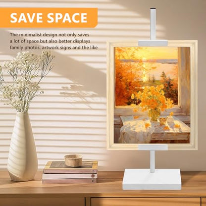 Tabletop Picture Frame Stand, Adjustable Table Easel Stand Up to 25.6", Metal Table Top Easel & Picture Stands for Display, Photo Frames, Artwork, Canvas & Certificates - Black Frame Holder Stand for Tabletop Display (White)