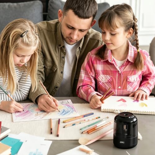 deli Electric Pencil Sharpener, Battery Operated, 6.5–8mm for Classroom - color: Black