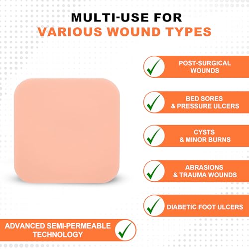MedVance Waterproof Non-Adhesive Hydrophilic Foam Dressing 4"x4", Box of 5 - size: 4"x4" PHMB 5 Pack