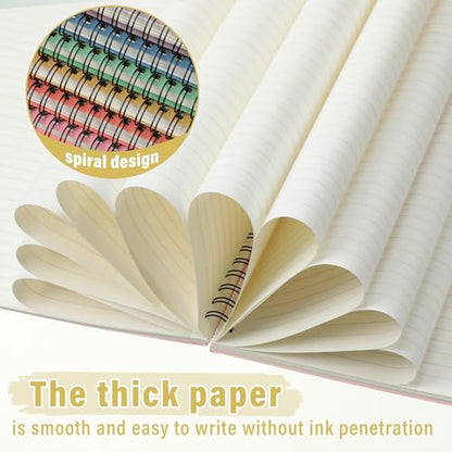 Fuutreo 6 Pack Spiral Notebook 10.5x7.45" Notebook,Bright Color,Candy - color: Bright Color