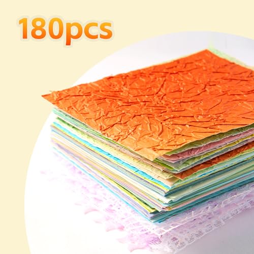 Scrapbook Supplies -180 Sheets Textured Scrapbook Paper & Mesh Fabric Set - color: Multicolor-5.9x4.7 Inch