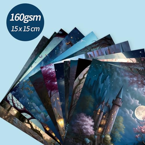 6x6" Cardstock Single Sided Scrapbooking,Craft Decorative Scrap Book Paper - color: 24sheets-Midnight Castle