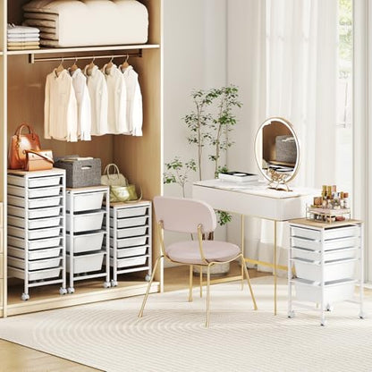 RELAX4LIFE 6-Drawer Rolling Storage Cart w/Lockable Wheels(White) - color: White, size: 22.5”H