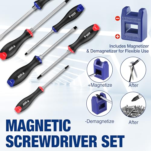 WORKPRO 12PCS Screwdriver Set, Go-Thru Screwdriver with Wall Mount Rack - style: 12-Piece Go-thru Screwdriver Set
