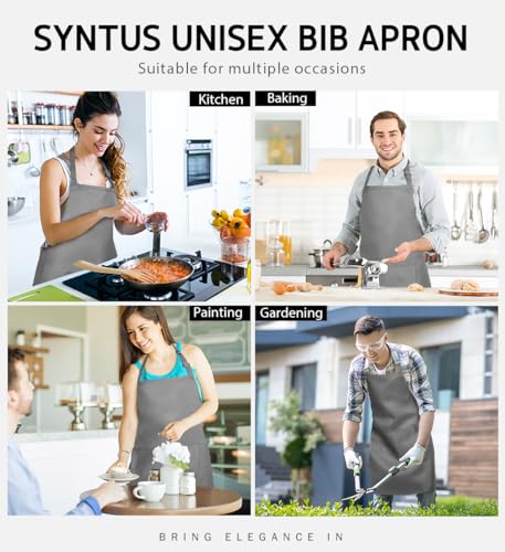 Syntus Apron for Men Women, Adjustable Cooking Kitchen Apron with 2 Pockets - color: Grey Light, style: 2 Polyester