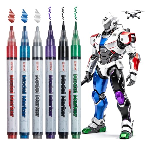 ZSCM Liquid Gloss Metallic Markers, 6 Colors 3D Models Paint Pens - color: 6 Packs-Metallic